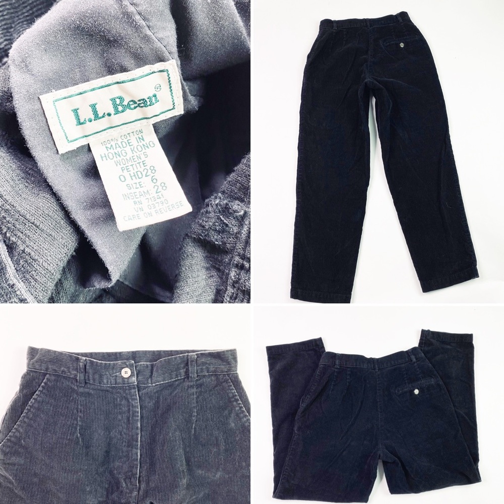 Vintage LL Bean Black Corduroy Pants L.L. Bean 80s